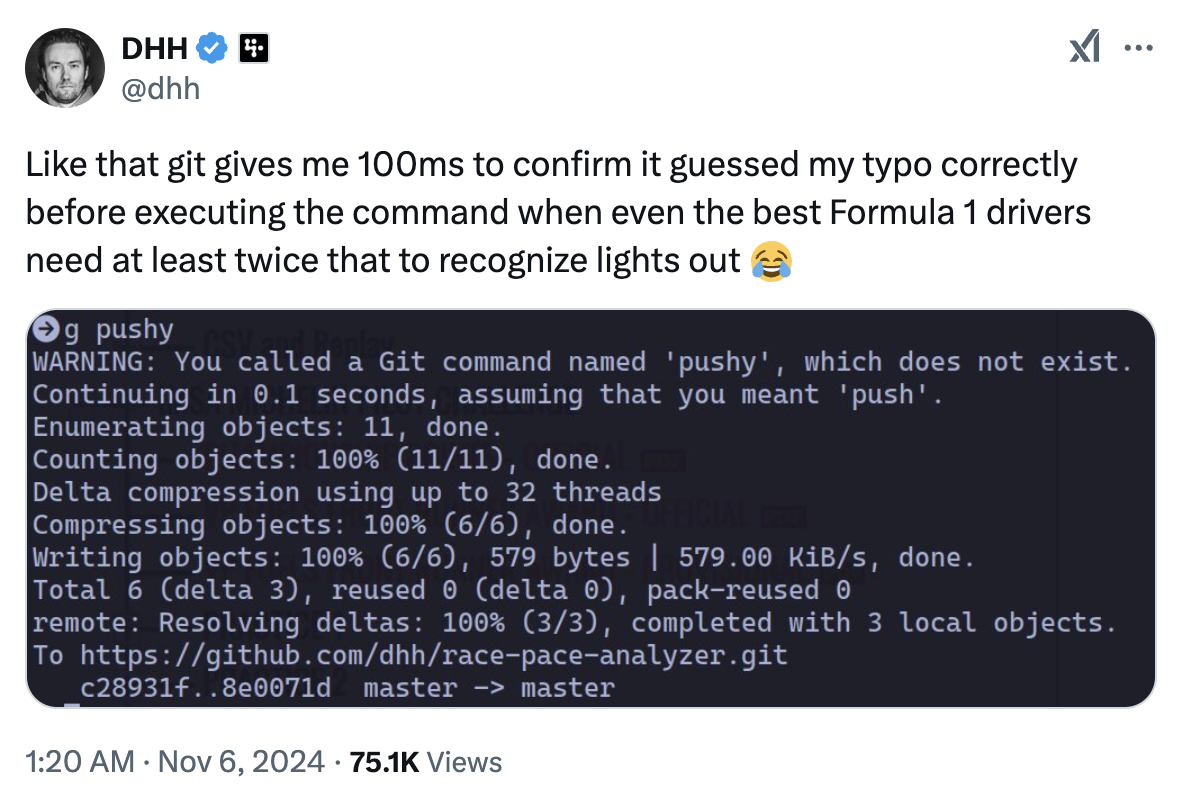 Why is Git Autocorrect too fast for Formula One drivers?